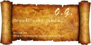 Orszáczki Gyula névjegykártya